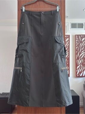 Marithe Francois Girbaud Gray Cargo Style Maxi Skirt 12